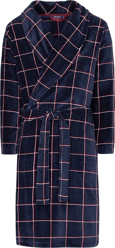 Badjas heren fleece - luxe ochtendjas heren - kamerjas blauw - Pastunette XL (54)