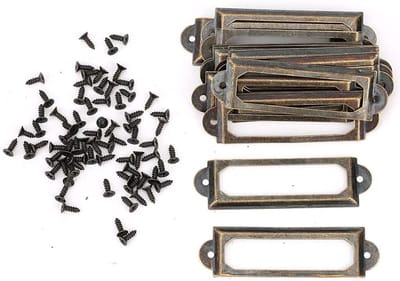 20 Stuks Metalen Labelhouders voor Meubels, Bronzen Standbeeld, Duurzaam en Glanzend, Perfect voor Naamlabels en Organisatie