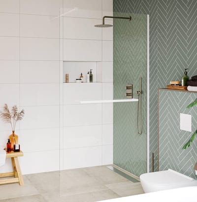 Saqu Modulo Inloopdouche - 100x210 cm - Veiligheidsglas - Inclusief Handdoekhouder - Mat wit