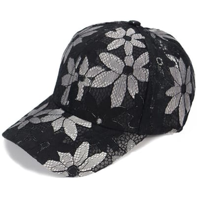 Dames Kant Bloemen Baseballpetten Volwassen Mannen / Vrouwen Zonnehoeden Verstelbare Sportpet (Black,Adjustable) zwart