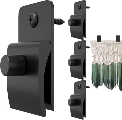 Wandclips - Hangers - Decoratie Ophangen - Glad en Roestvrij - 6.4 cm - Zwart