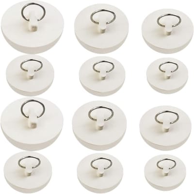 12 stuks Rubber Gootsteenstoppers - Badstopper met Trekring - Keuken- en Badkamerafvoerpluggen in 6 Maten