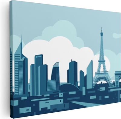 Artaza Canvas Schilderij Parijs - 80x60 cm - Wanddecoratie Skyline - Muurdecoratie Eiffeltoren - Schilderijen Op Canvas