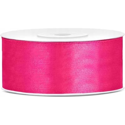 PartyDeco - Satijn lint hard roze 25 mm /rol 25 m