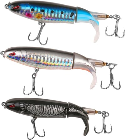 Set van 3 Topwater Vissersaas met Haken, Ideaal voor Zander, Baars en Forel, Perfecte Wobbler Swimbait voor Grote Roofvissen, Visserscadeau voor Mannen