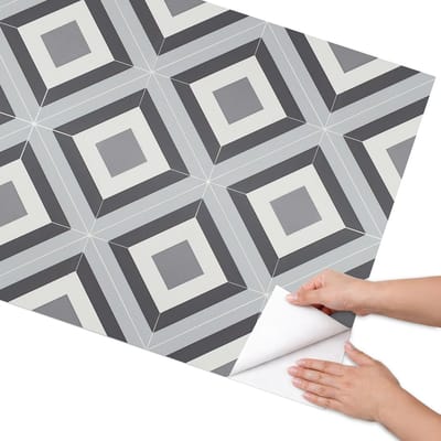Coloray Meubel Wrap Folie - Grijs Meubelfolie - 75x150 cm - Wrapfolie Keuken Geometrische tegels - Decoratiefolie - Geometrische Meubelfolie - Meubel Wrap Folie - Woonkamer decoratie - Geometrie