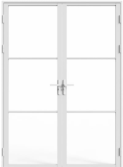 Vente-unique Omkeerbare dubbele deur in aluminium en gehard glas - 2 x H204 x B73 cm - Wit - MASERU