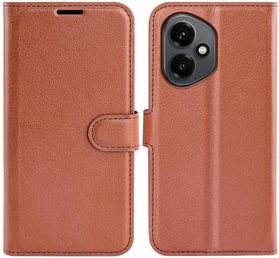 Hoesje geschikt voor HONOR 400 - Phonesta Litchi Skin Book Wallet Case - Bruin