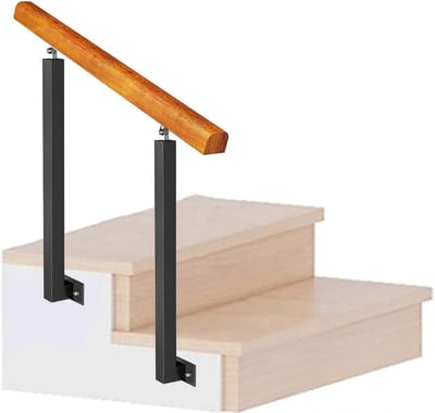 Trapleuning Set - Hekwerk Balustrade - Veilig Traplopen - Verstelbare Hoekhouder - 100 cm Lengte - Zwart Hout