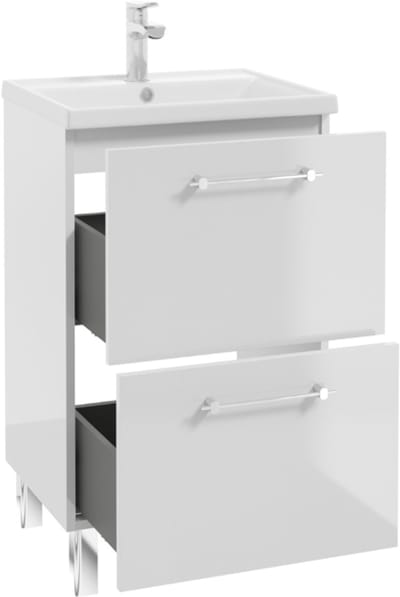 Deftrans Cassandra - Badkamerkast met Wastafel - 50x80cm - Biały Połysk - 2 Laden - Staand