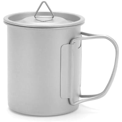 Maxcook beker van puur titanium met inklapbaar handvat - 300 ml