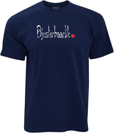T- shirt navy met opdruk Bjusterbaarlik maat S van Shirtmakelaar