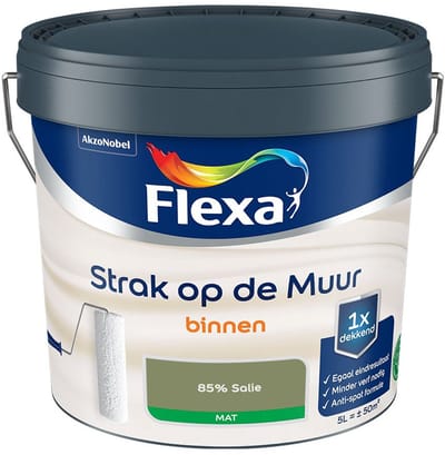 Flexa - Strak Op De Muur Binnen Mat - 85% Salie - Mengverf - 5 L