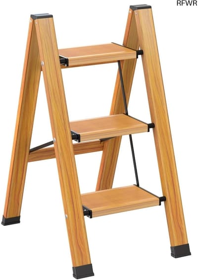 RFWR® Vouwladder 3 treden - Inklapbare aluminium trapladder met antislip voor huishoudelijk gebruik