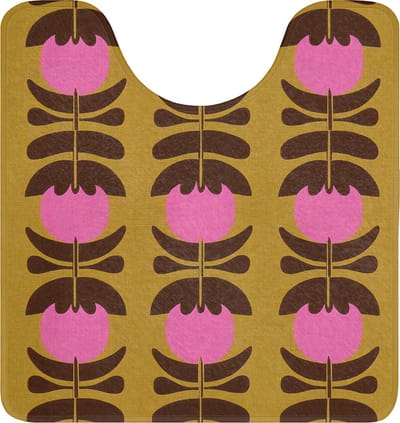 WC mat met uitsparing 55x60 cm - Antislip - Abstract - Bloemen - Roze - Toiletmat met uitsnijding - Vloermat - Douchemat - Toilet tapijt - Toiletmatten