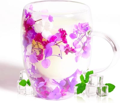 Creatieve Dubbelwandige Glazen Mokken met Bloemenpatroon voor Latte, Cappuccino en Warme Chocolade - Perfecte Cadeaus voor Vrouwen, Zussen en Moeders