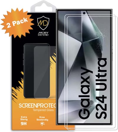 2-Pack MobyDefend Screenprotectors - Geschikt voor Samsung Galaxy S24 Ultra - Case-Friendly Screensavers - Gehard Glas