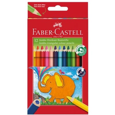 Faber-Castell kleurpotloden - Jumbo - driekantig - kartonetui a 12stuks - FC-116501
