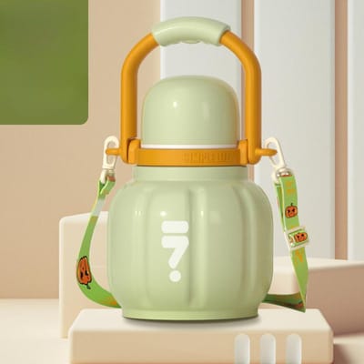 Nieuwe Pompoen Thermosbeker Hoog Uiterlijk Niveau Roestvrijstalen Beker Buiten Handvat Waterbeker Eenvoudige Dubbele Drinkbeker 480ML beige