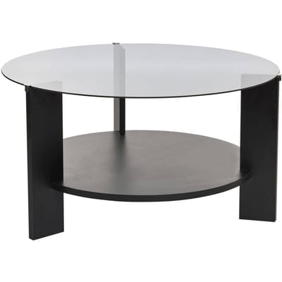 Asir - Salontafel - Houtzwart en Fume, 100% gehard glas, 75 x 75 x 40 cm