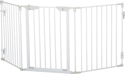 Hondenhek - Dog barrier - Hondendeur - Voor deuropening - Traphekje - 180L x 3W x 74,5H cm - Wit