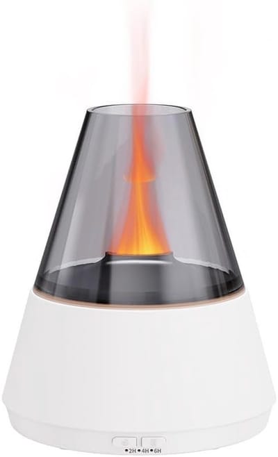 Luchtbevochtiger Vlam Effect - Aromatherapie Diffuser - Ontspannende Sfeer Creëren - 7 Kleuren Verlichting - 270 Gram - Wit