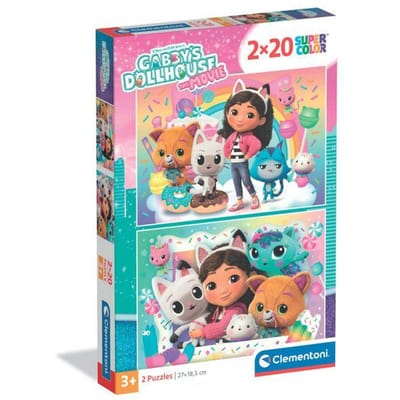 Clementoni Kinderpuzzels Gabby's Dollhouse - 2 Puzzels van 20 Stukjes - Puzzel en Legpuzzel Set - Educatief Speelgoed voor Kinderen vanaf 3 Jaar