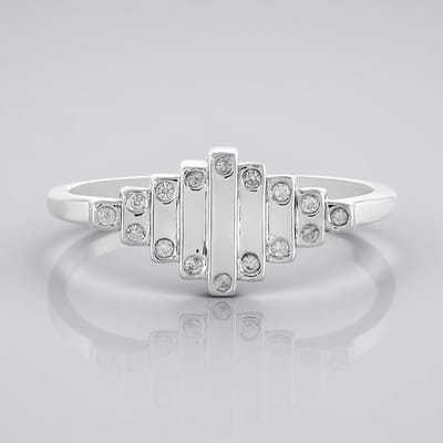 Cavill - Zilveren Ring met 16 Cambodjaanse Zirkonen 0,19 ct - 925 Sterling Zilver Geplatineerd - Elegante Monosono collectie Dames Ring 21x19 mm