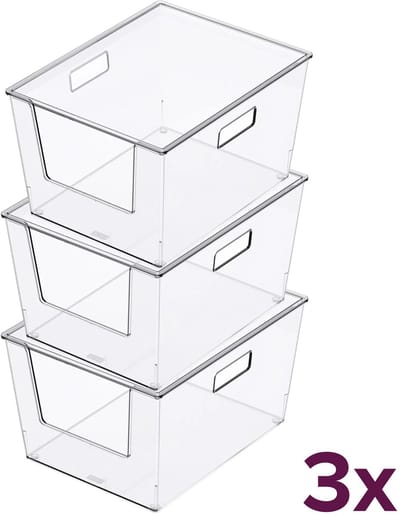 So Clever x Vacane Opbergbak Open voorzijde met Deksel (voordeelbundel) - Transparant - Nestbaar | BPA-vrij