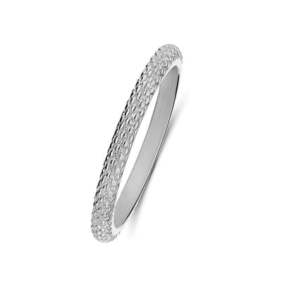 Lucardi Dames Stalen ring bewerkt - Ring - Staal - Zilverkleurig - 15 / 47 mm