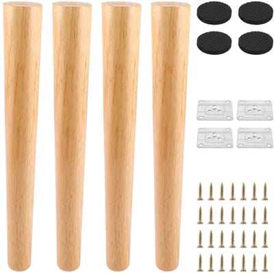 Dailygoods - Houten Meubelpoten - Vervangende Tafelpoten - 40 cm - Eiken Kleur - Geschikt voor Banken en Eettafels - 4 Stuks