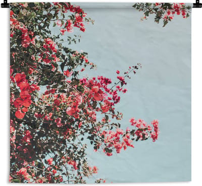 Wandkleed - Wanddoek - Bloemen - Lucht - Roze - 180x180 cm - Wandtapijt