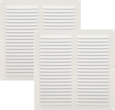 AMIG Ventilatierooster/muurrooster - 2x - 250 x 250mm - aluminium - wit - schoepenrooster