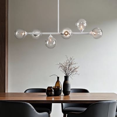 LumenXL Hanglamp Aster - wit frame - transparante glazen bollen