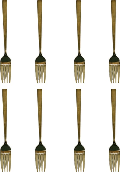 3BMT® Gebaksvorken - 8 Gebaksvorkjes - Goud - RVS - 15 cm lengte