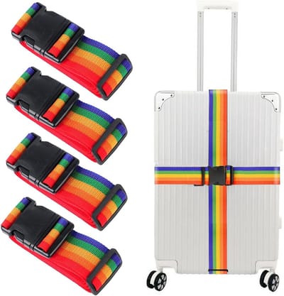 Set van 4 Verstelbare Kofferspanners, Stevige Bagagestraps voor Veilig Reizen, Ideaal voor Koffers en Bagage met Gesp Sluiting