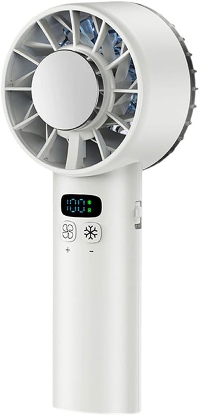 Koelventilator Met Digitaal Scherm, Tafelventilator 5200mAh, Handig Kunststof Design Voor Camping & Buiten, USB Koeling Voor Huis