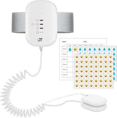 JT Products Plaswekker Wit Voor Zindelijkheidstraining – Inclusief Progressiekaart & Stickers – Jongens & Meisjes - USB C Oplaadbaar - Incontinentie – Zindelijkheid - Kind Op Het Potje - Bedplassen - Magnetische Sensor Clip - Vanaf 3 Jaar