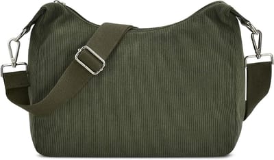 Vouwbare Schoudertas met Trekkoord en Verstelbare Schouderband voor Kantoor, Winkelen en Reizen - Corduroy Handtas voor Dames