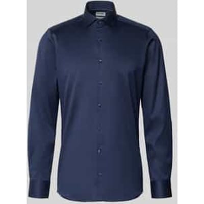 OLYMP Level 5 body fit overhemd - twill - marine blauw - Strijkvriendelijk - Boordmaat: 39 (EU maat: M)
