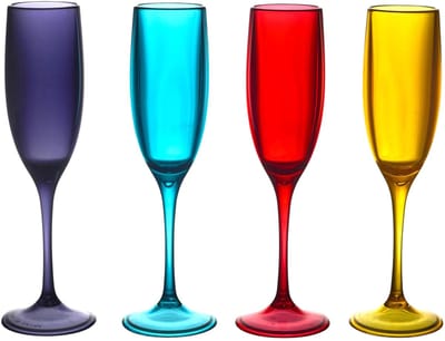 Home Deco Factory Champagneglas - 4x - kunststof - 13 cl - vaatwasserbestendig