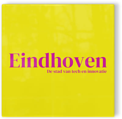 Tegeltje Eindhoven Stad van tech en innovatie - geel roze - tegeltje stad - tegeltje met tekst