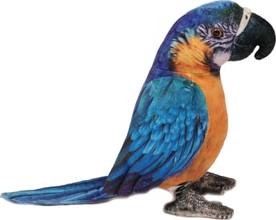 Pia Soft Toys Knuffeldier Papegaai - zachte pluche stof - premium kwaliteit knuffels - blauw/geel - 20 cm - Papegaaien