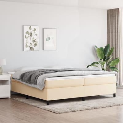 vidaXL - Boxspring - bed - stof - crèmekleurig - 200x200 - cm