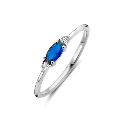 Gerhodineerd Zilver Ring Wit En Blauw Met Zirkonia 1339068