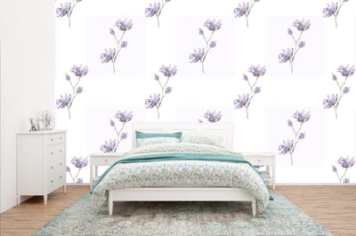 Behang - Fotobehang Bloemen - Paars - Lente - Patronen - Breedte 400 cm x hoogte 240 cm