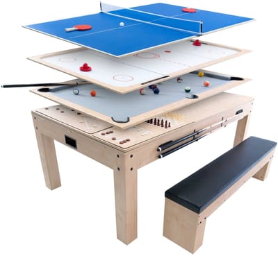 Spelentafel 7ft - 7-in-1 functies - eik - incl. opbergbank