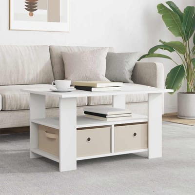vidaXL - Salontafel - Wit - 77 - x - 55 - x - 42 - cm - Bewerkt - hout