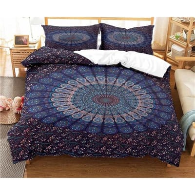 Bohemian Psychedelisch Mandala Patroon Dekbedovertrek Set Beddengoed Voor Volwassenen Kind Bedset Dekbedovertrek Met 1 Dekbed 2 Kussensloop US King(264x228cm)