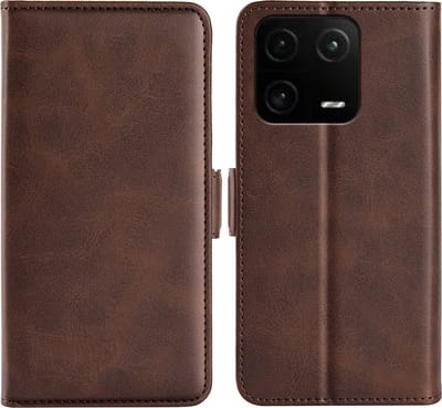 MobyDefend Hoesje - Geschikt voor Xiaomi 13 Pro - Luxe Wallet Book Case (Sluiting Zijkant) - Bruin